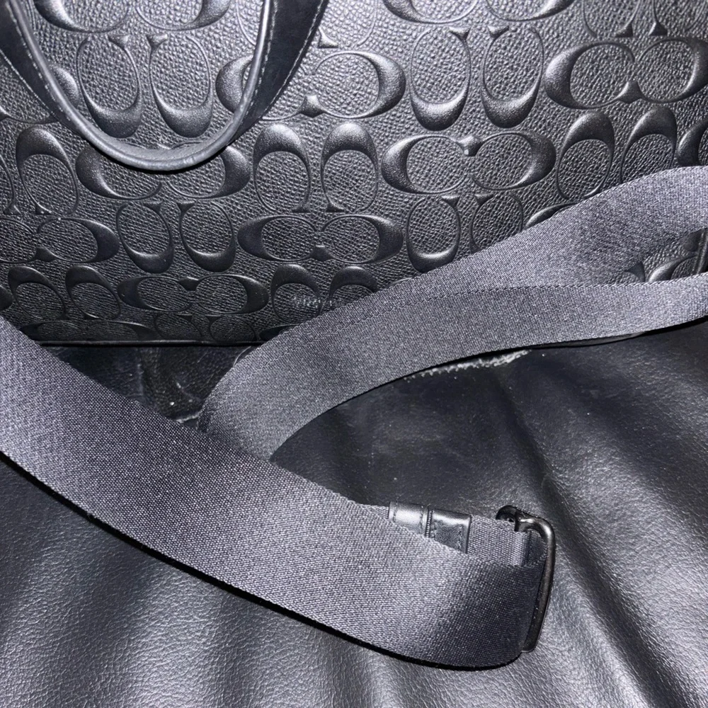 Coach Embossed Black Leather Briefcase